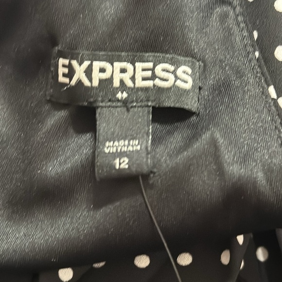 EXPRESS‎ Black White Polka Dot Dress Tie Shoulder Mini Sleeveless size 12 Summer - Picture 4 of 7